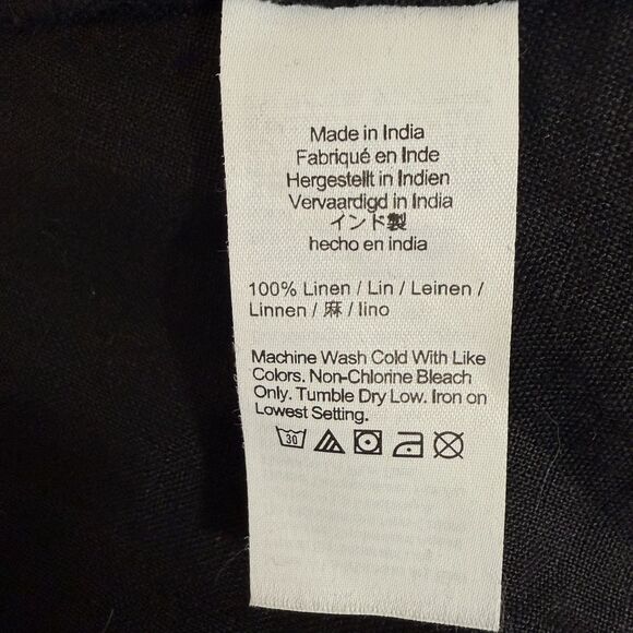 MADEWELL Pleated Midi Shirtdress 1X Black 100% Linen Short Sleeve A-Line NWT B27 - Picture 5 of 5